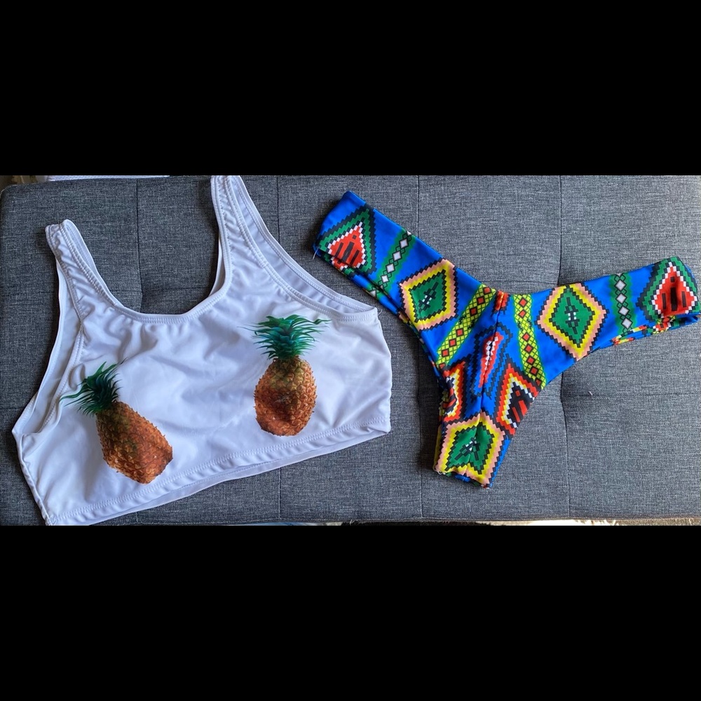 Pineapple and printed bikini
